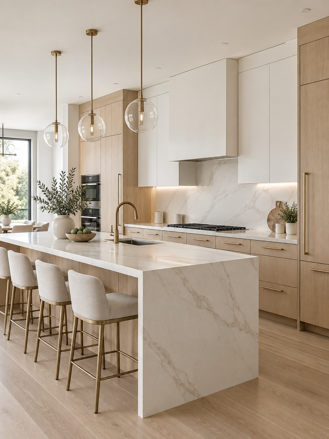 Contemporary light oak kitchen cabinetry